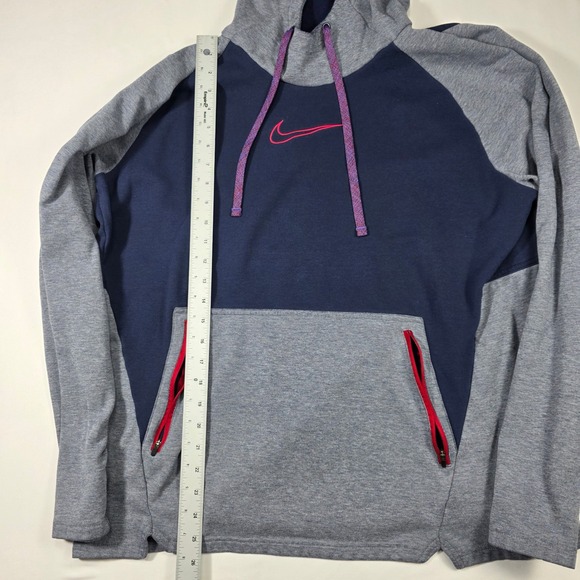 Nike Mens Colorblock Therma-FIT Hoodie Navy Gray Pink Swoosh Pullover XL - Picture 4 of 10